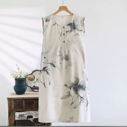 Pastoral Style Floral Sleeveless Nightdress