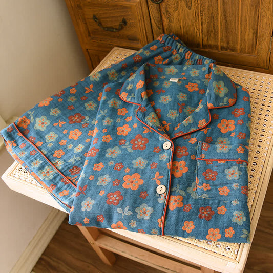 Floral Cotton Gauze Short-Sleeve Pajama Set