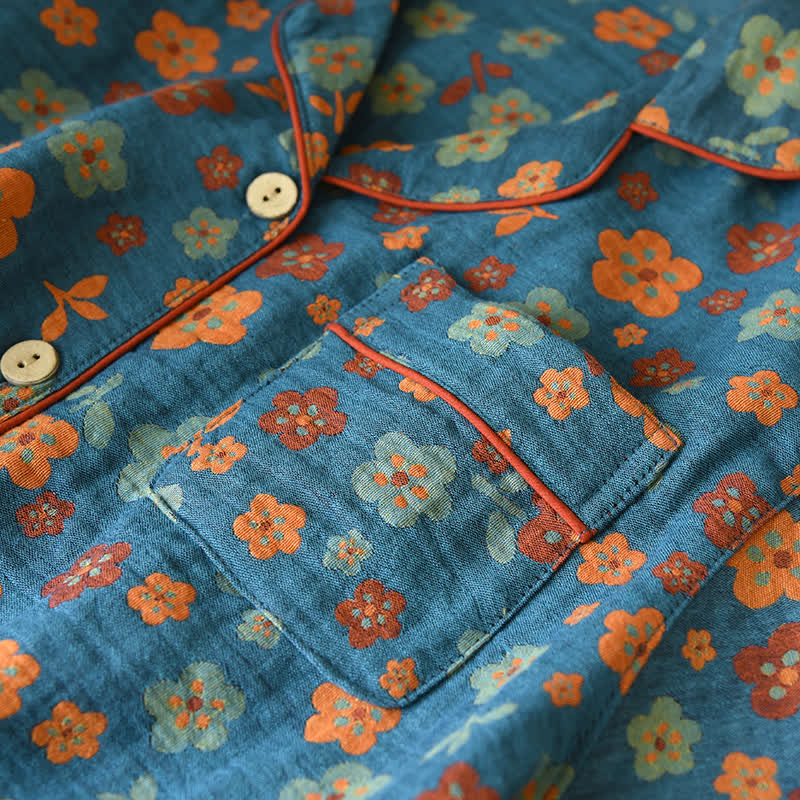 Floral Cotton Gauze Short-Sleeve Pajama Set