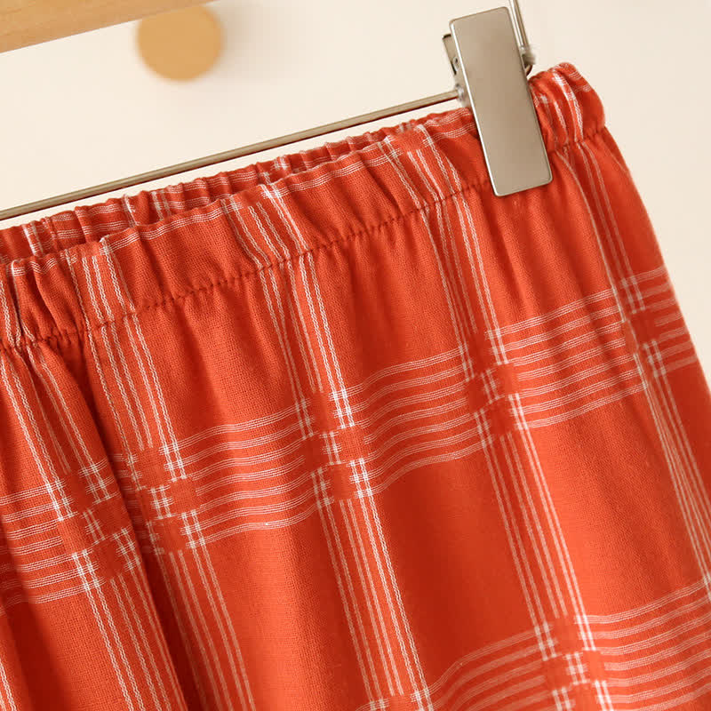 Unisex Plaid Cotton Yarn-Dyed Loungewear Set