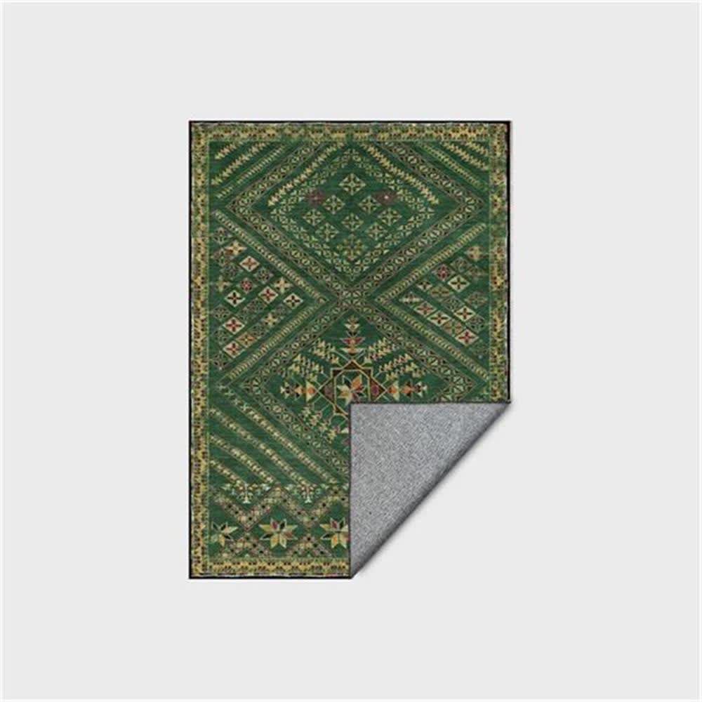 Moroccan Geometric Dark Green Area Rug