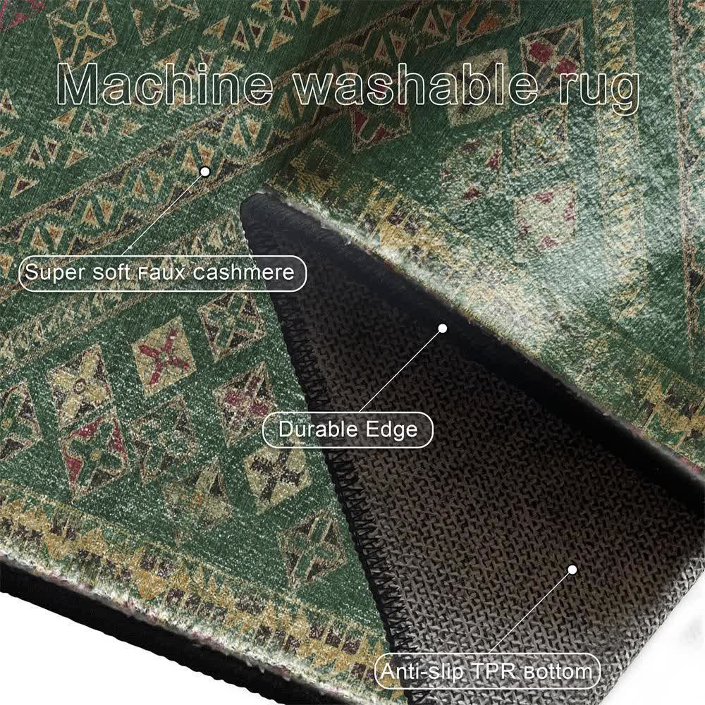 Moroccan Geometric Dark Green Area Rug