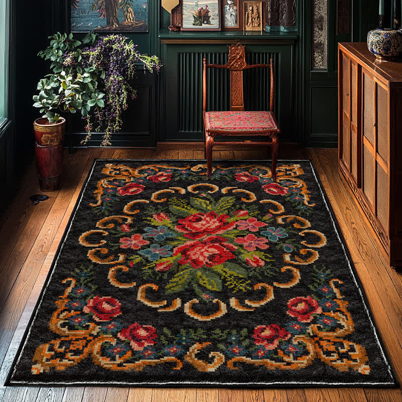 Vintage Rose Indoor Outdoor Area Rug