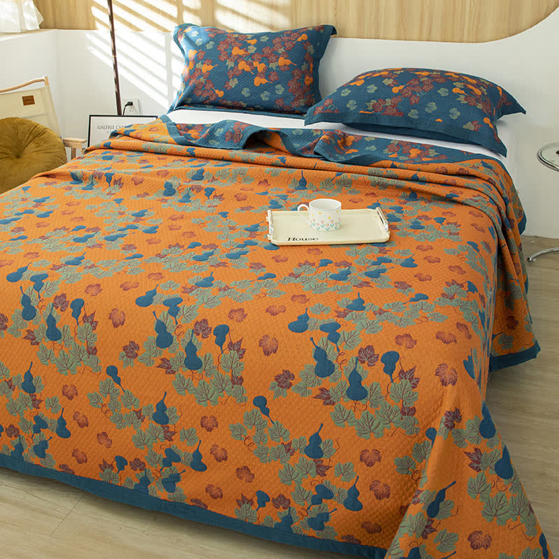 Gourd Pattern Cotton Yarn-dyed Quilt