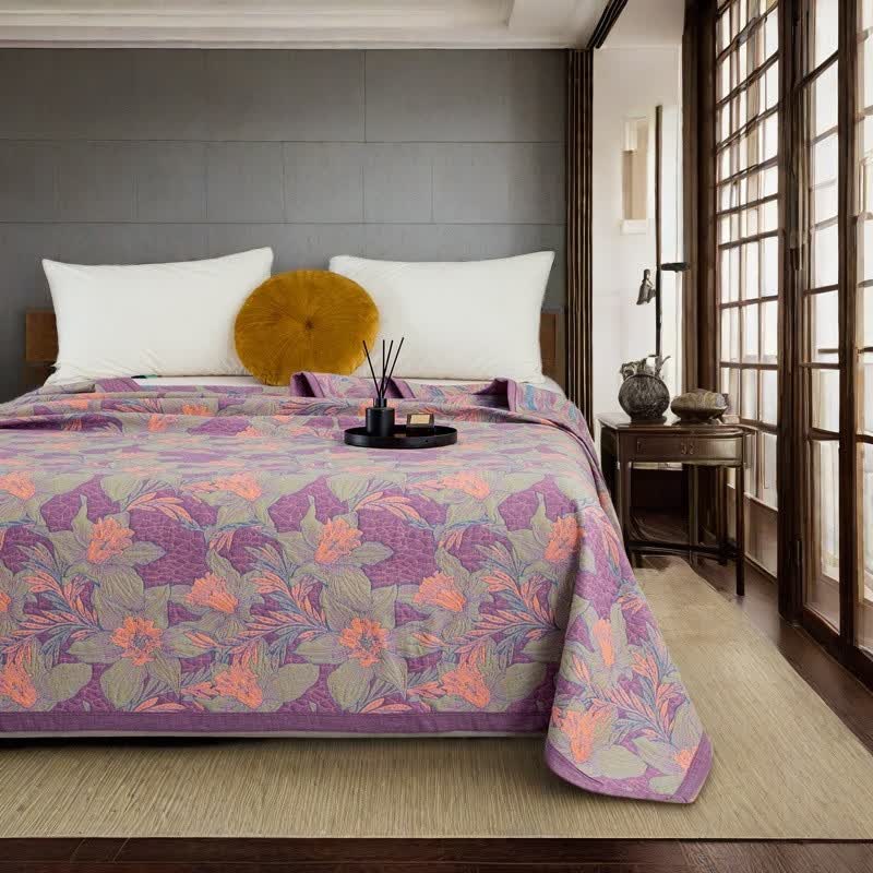 Purple Lily Cotton Yarn-dyed Quilt