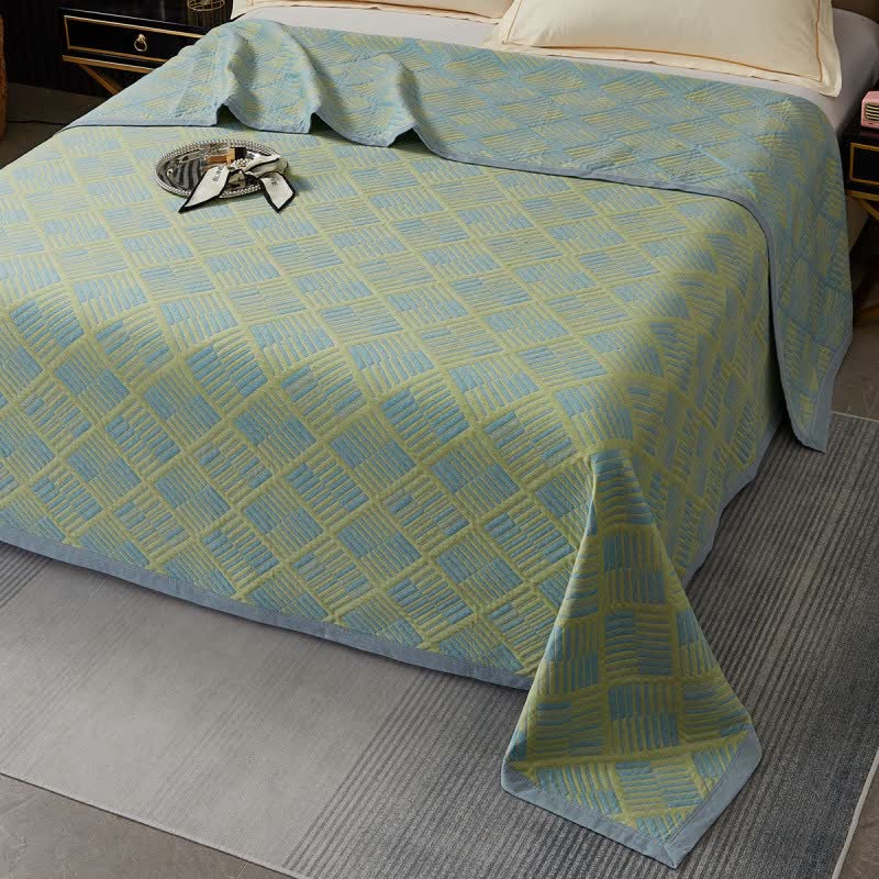 Geometric Diamond Grid Cotton Yarn-dyed Quilt