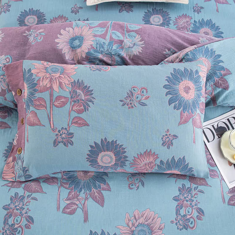 Sunflower Cotton Gauze Jacquard Bedding Set(4pcs)