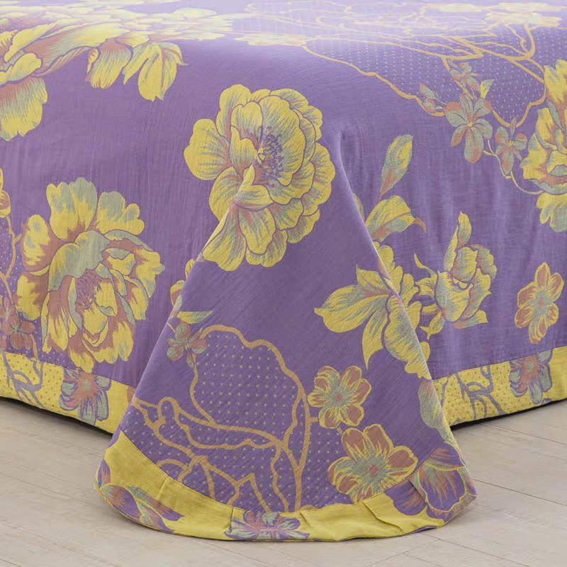 Peony Cotton Gauze Jacquard Bedding Set(4pcs)