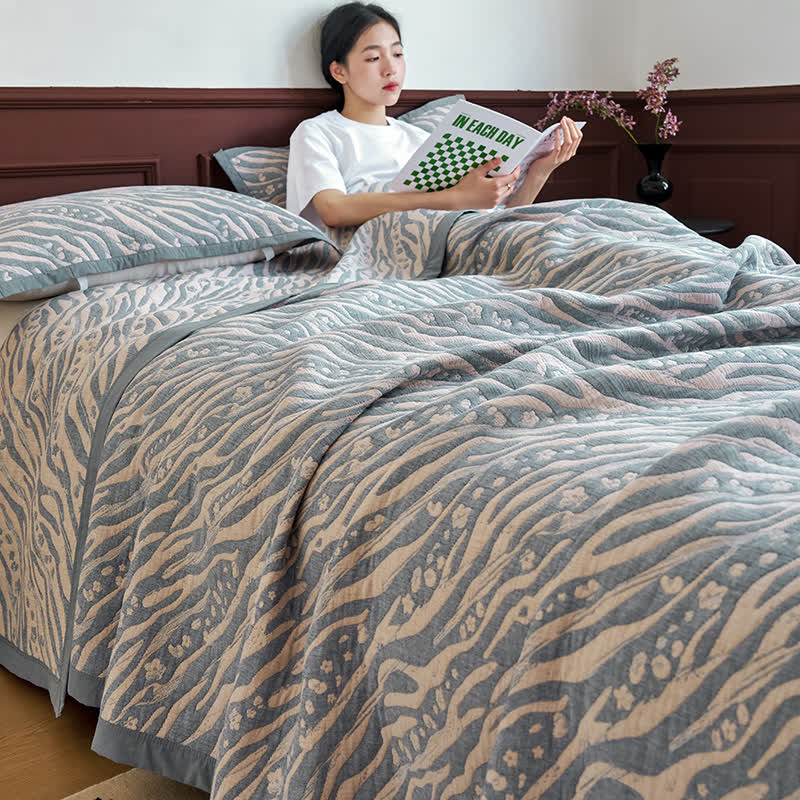 Zebra Print Cotton Muslin Bedspread