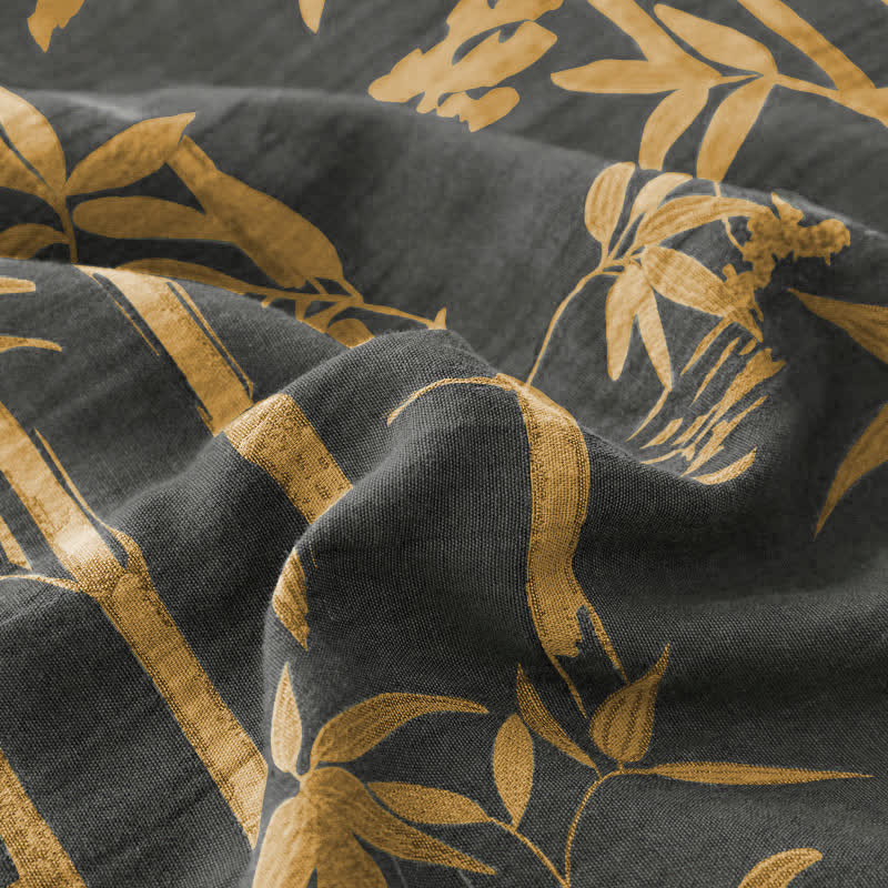 Bamboo Print Cotton Gauze Yarn-dyed Reversible Coverlet - image 7
