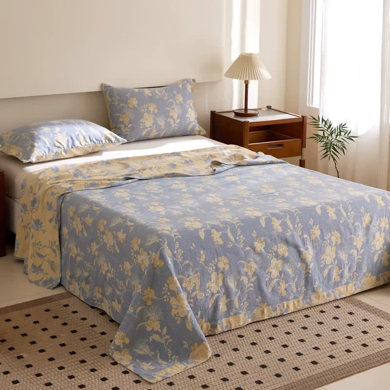 Hibiscus Cotton Double Gauze Jacquard Bedspread