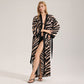 Zebra Print Long Sleeve Kimono Bathrobe