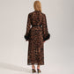 Leopard Print Long Sleeve Kimono Bathrobe