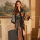 Oriental Landscape Print Kimono Bathrobe