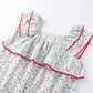 Red Floral Flutter Sleeve Cotton Sleepwear