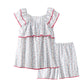Red Floral Flutter Sleeve Cotton Sleepwear
