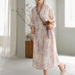 Purple Floral Ruffle Trim Kimono Robe