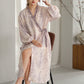 Purple Floral Ruffle Trim Kimono Robe