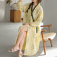 Rose Print Ruffle Trim Kimono Robe