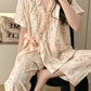 Floral Leaf Ruffle Kimono Sleepwear Set