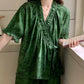 Stylish Botanical Ruffle Sleeve Pajama Set