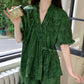 Stylish Botanical Ruffle Sleeve Pajama Set