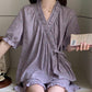 Purple Floral Ruffle Sleeve Pajama Set