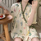 Hydrangea Botanical Ruffle Sleeve Pajama Set