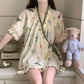 Hydrangea Botanical Ruffle Sleeve Pajama Set