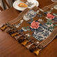 Jacquard Floral Vase Tassel Table Runner