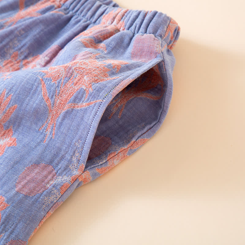 Oriental Lily Cotton Gauze Sleepwear Set