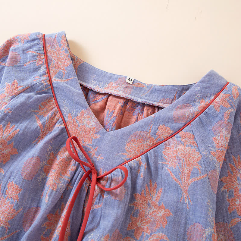 Oriental Lily Cotton Gauze Sleepwear Set