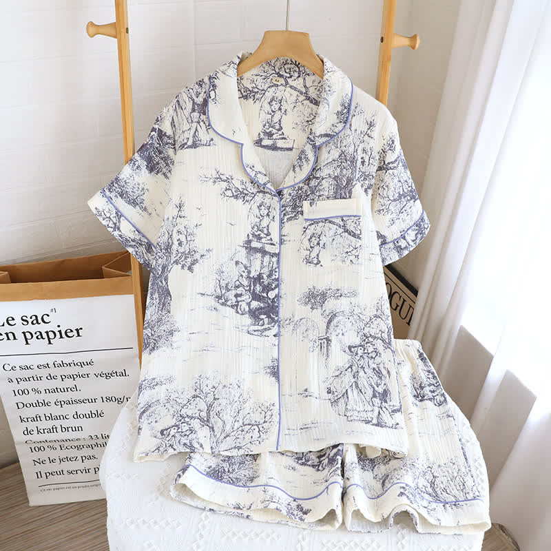 Toile Print Cotton Gauze Nightwear Set