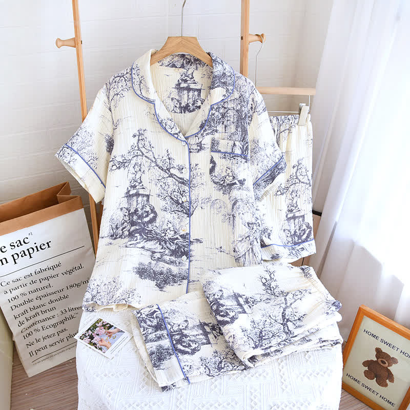 Toile Print Cotton Gauze Nightwear Set