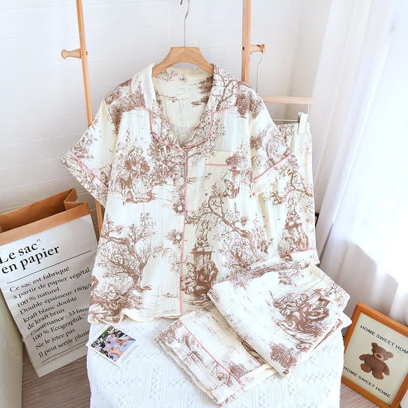 Toile Print Cotton Gauze Nightwear Set