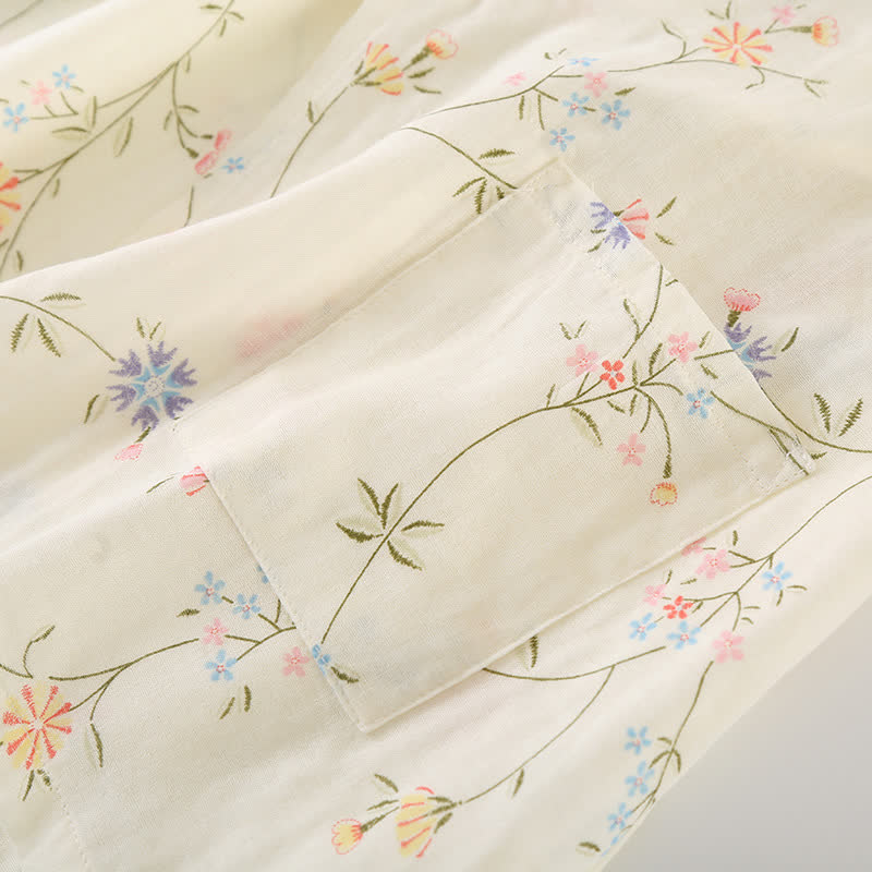 Floral Cotton Gauze Kimono Loungewear Robe