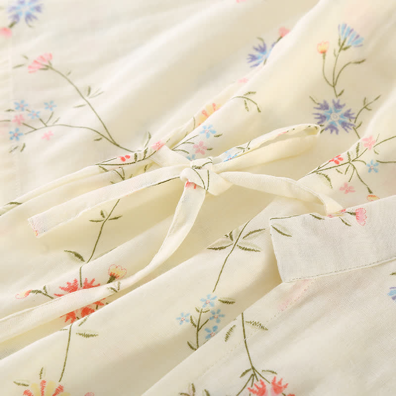 Floral Cotton Gauze Kimono Loungewear Robe