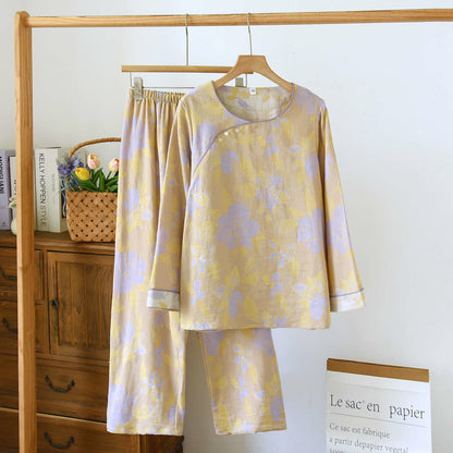 Oriental Hostas Jacquard Cotton Sleepwear Set