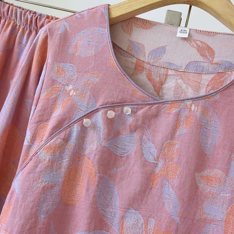 Oriental Hostas Jacquard Cotton Sleepwear Set
