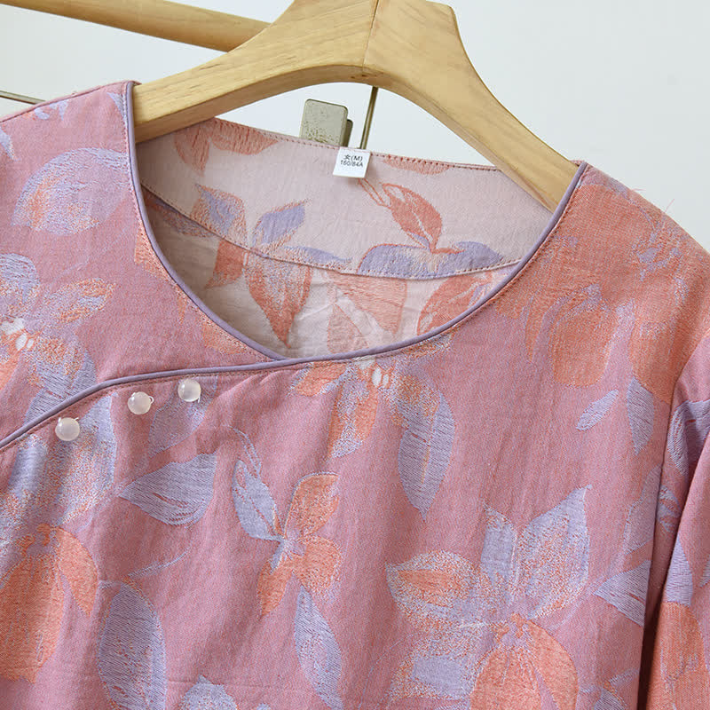 Oriental Hostas Jacquard Cotton Sleepwear Set