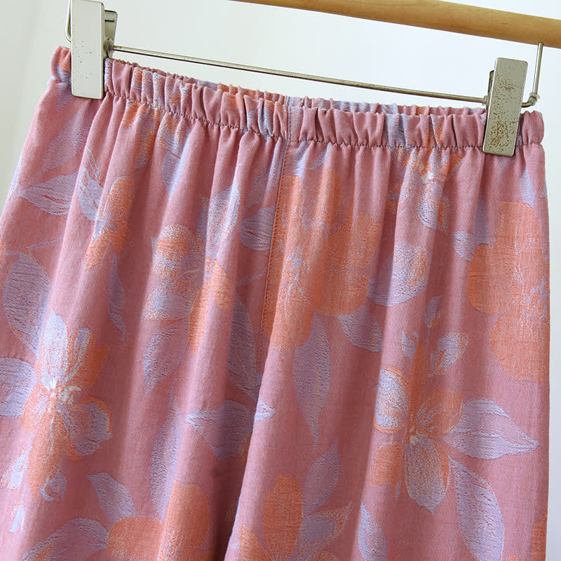 Oriental Hostas Jacquard Cotton Sleepwear Set