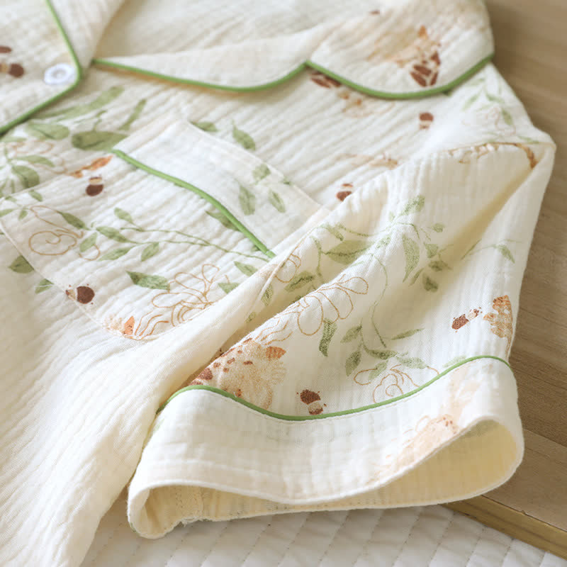 Butterfly Leaf Print Cotton Pajama Set - image 4