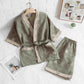 Unisex Green Grid Cotton Kimono Loungewear
