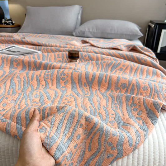 Zebra Floral Print Cotton Muslin Quilt