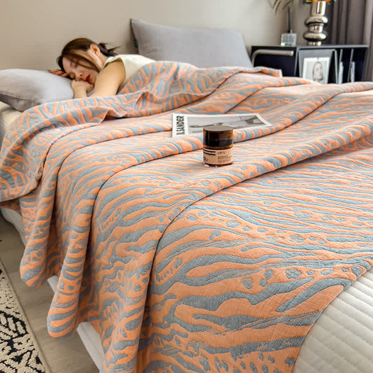 Zebra Floral Print Cotton Muslin Quilt