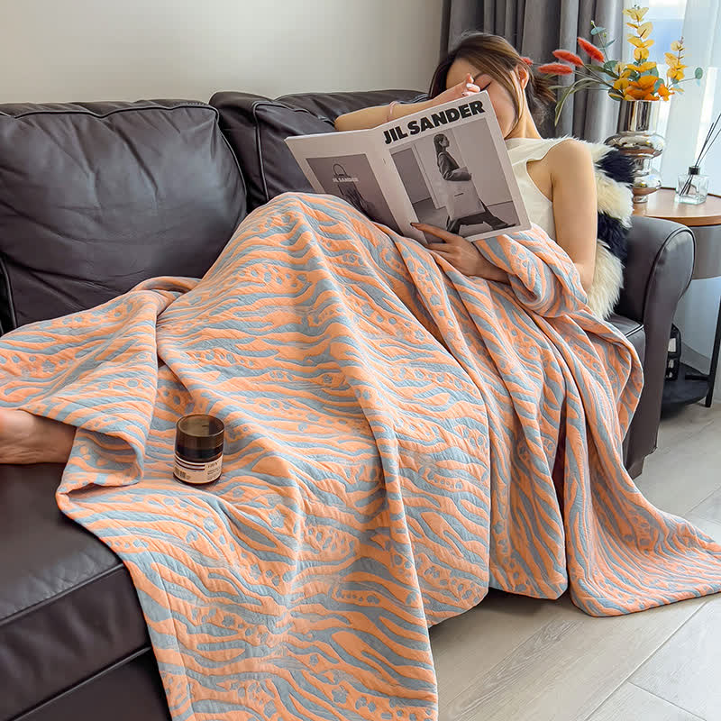 Zebra Floral Print Cotton Muslin Quilt