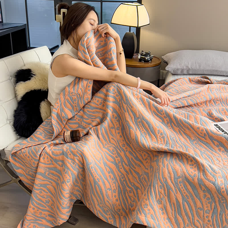 Zebra Floral Print Cotton Muslin Quilt