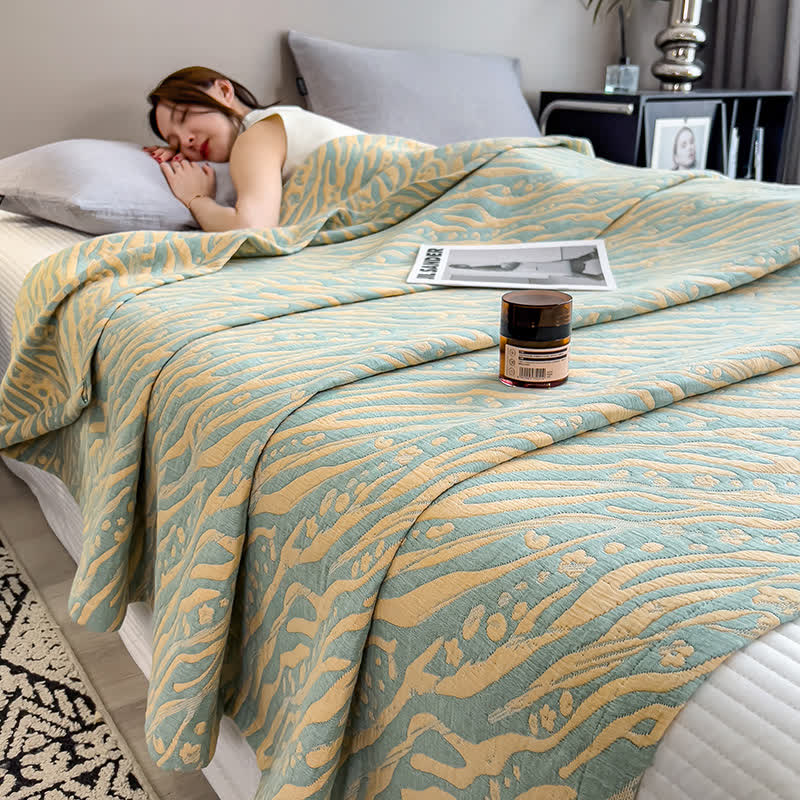 Zebra Floral Print Cotton Muslin Quilt