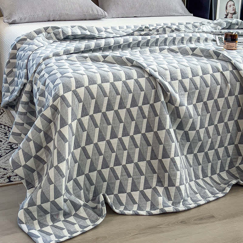 Geometric Triangle Print Cotton Muslin Quilt