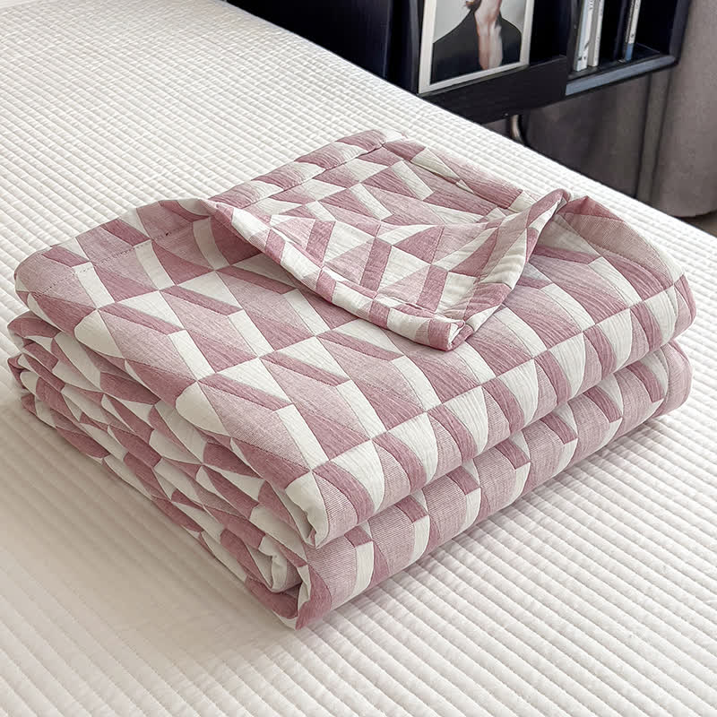 Geometric Triangle Print Cotton Muslin Quilt